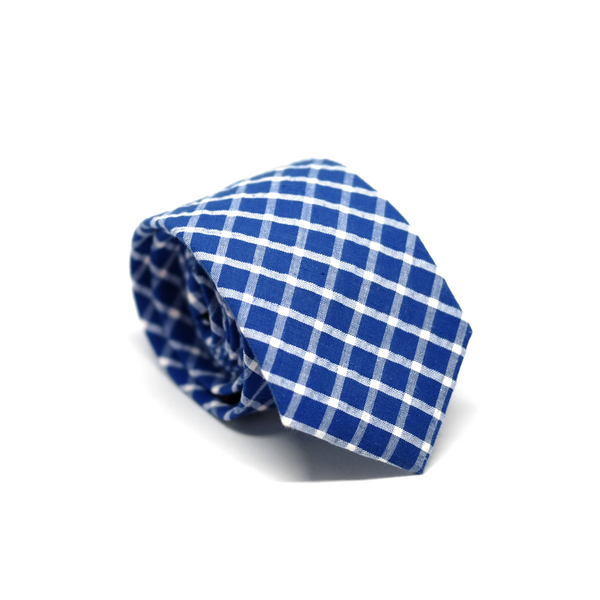 Seersucker Checkered Necktie - Blue