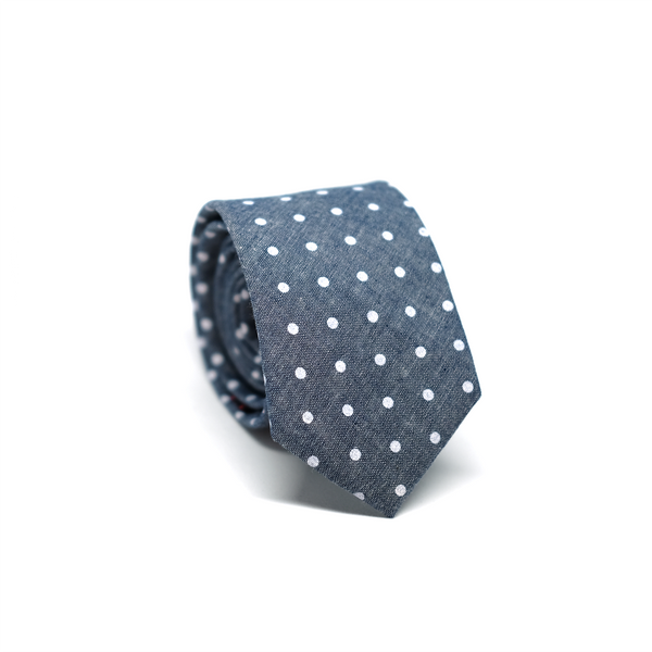 Chambray Polka Dot Necktie - Blue