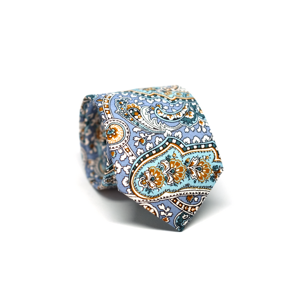 Paisley Cotton Necktie - Lavender Blue