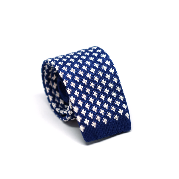 Patterned Knitted Necktie - Royal Blue