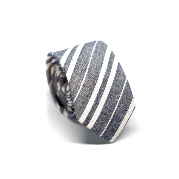 Seersucker Striped Necktie - Blue