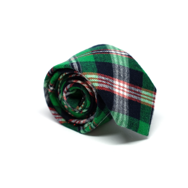 Checkered Flannel Cotton Necktie - Green