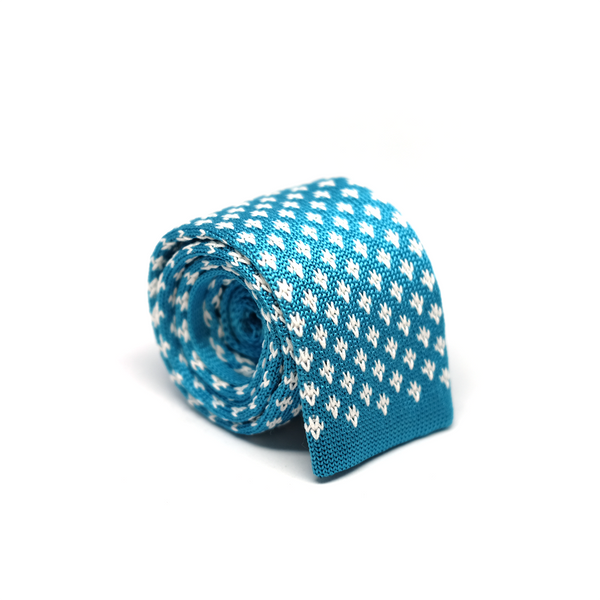 Patterned Knitted Necktie - Harbor Blue