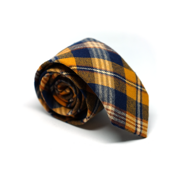 Checkered Flannel Cotton Necktie - Yellow