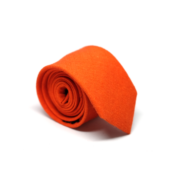 Linen Necktie - Scarlet Orange