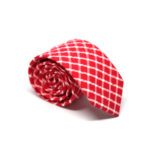 Seersucker Checkered Necktie - Red
