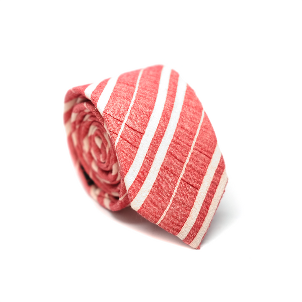 Seersucker Striped Necktie - Red