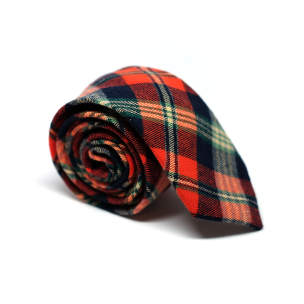 Checkered Flannel Cotton Necktie - Orange