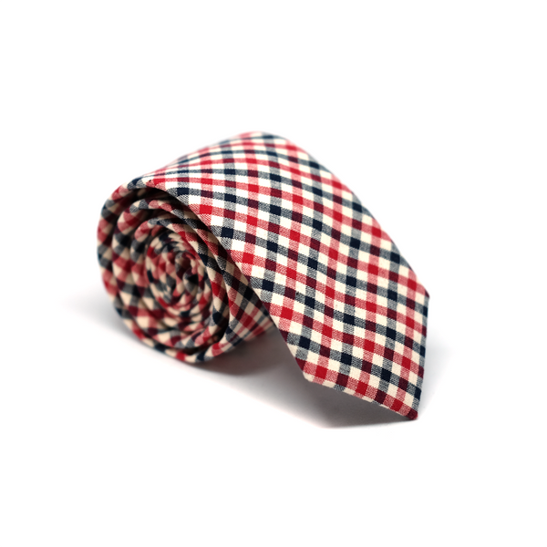 Gingham Cotton Necktie - Red
