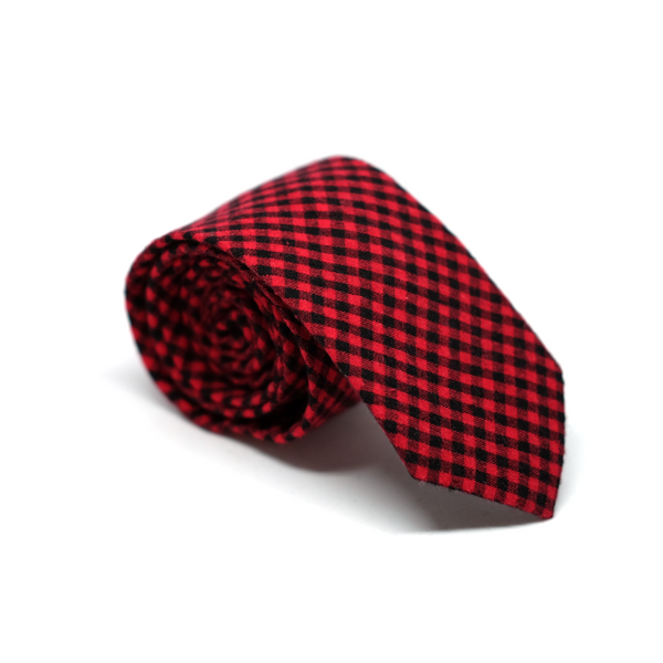Gingham Flannel Necktie - Red