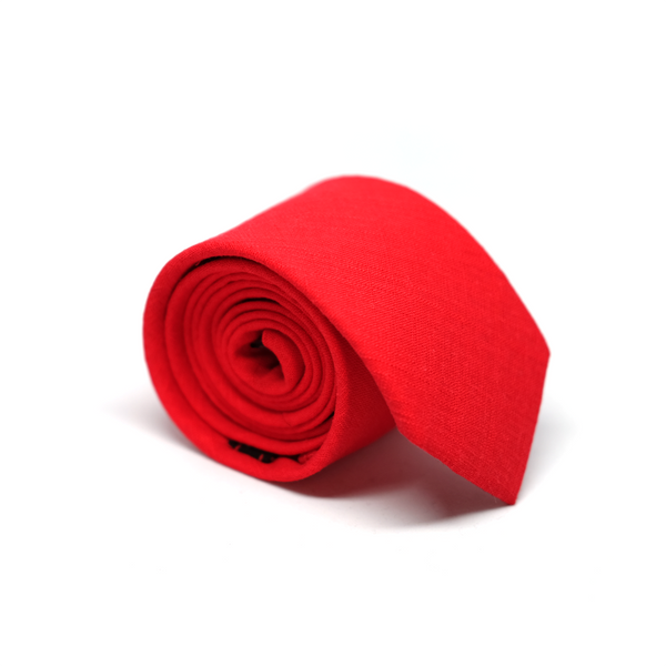 Linen Necktie - Cranberry Red