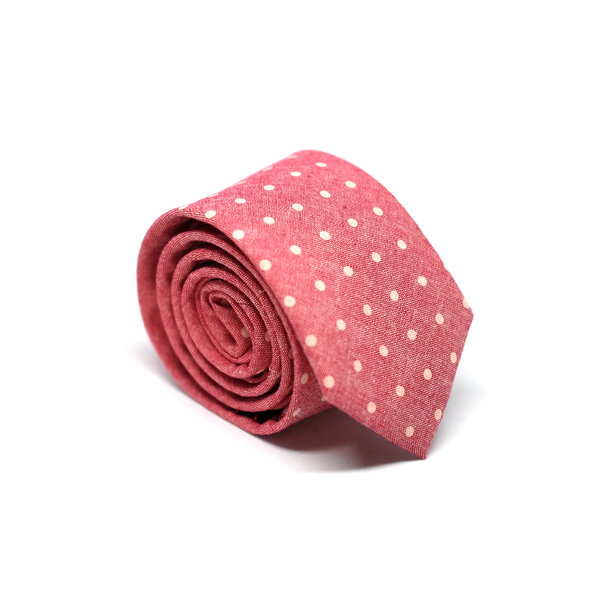 Chambray Polka Dot Necktie - Red