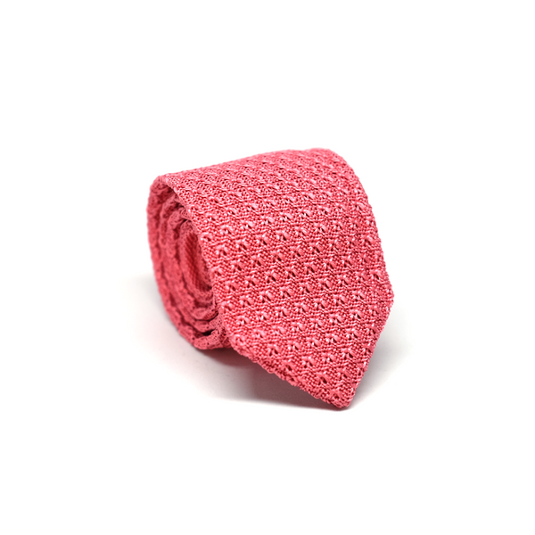 Diamond Tipped Knitted Necktie - Coral Pink