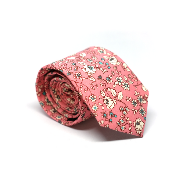 Calico Floral Cotton Necktie - Pink