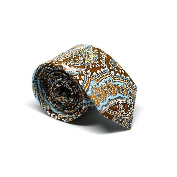 Paisley Cotton Necktie - Brown