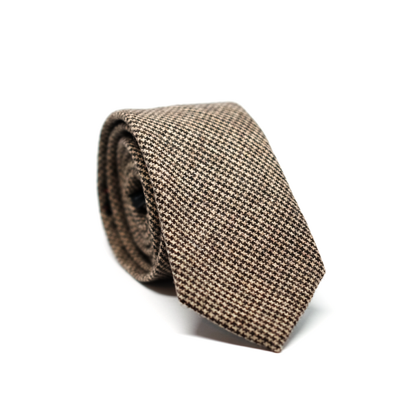 Houndstooth Necktie - Brown