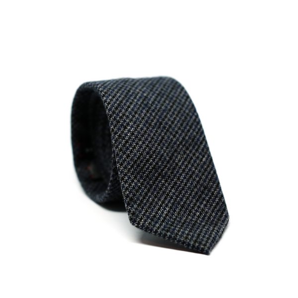 Houndstooth Necktie - Charcoal Grey & Blue